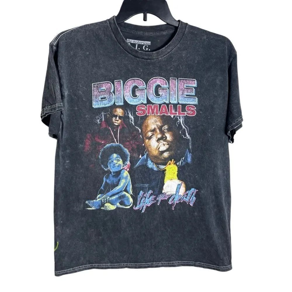 Biggie Smalls/Notorious B.I.G. graphic t-shirt Grey Acid Wash Size Large